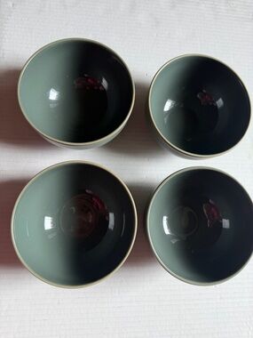 Linden Crate & Barrel Coupe Cereal soup bowl green sage glaze ceramic Set of 4